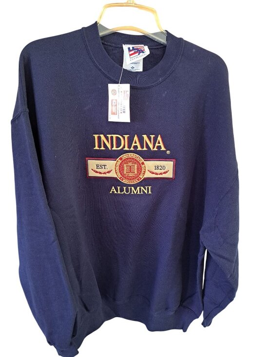 USA Player Other - New Vtg Indiana University Alumni Navy Crewneck Sweatshirt XL USA Heavyweight